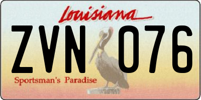 LA license plate ZVN076