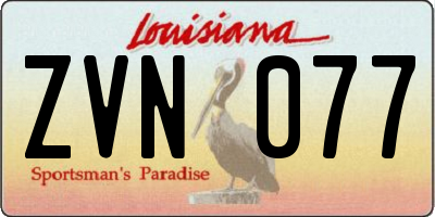 LA license plate ZVN077