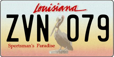 LA license plate ZVN079