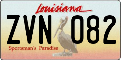 LA license plate ZVN082