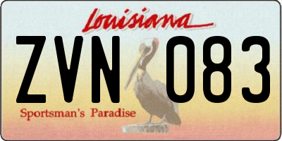 LA license plate ZVN083