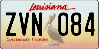 LA license plate ZVN084