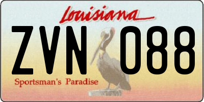 LA license plate ZVN088