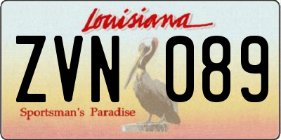 LA license plate ZVN089