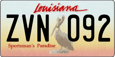 LA license plate ZVN092