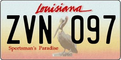 LA license plate ZVN097