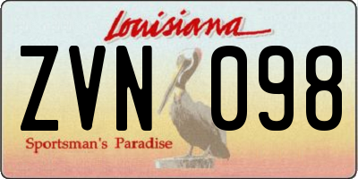 LA license plate ZVN098
