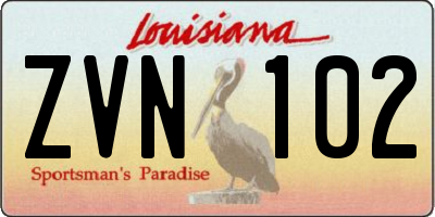 LA license plate ZVN102