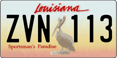 LA license plate ZVN113