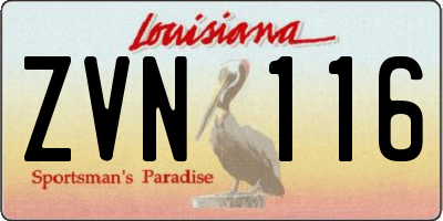 LA license plate ZVN116
