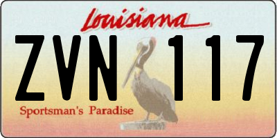 LA license plate ZVN117