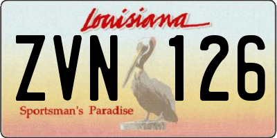 LA license plate ZVN126