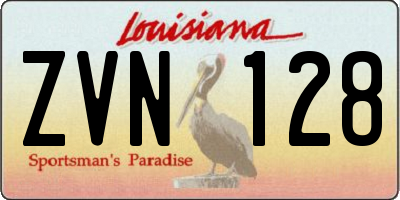 LA license plate ZVN128