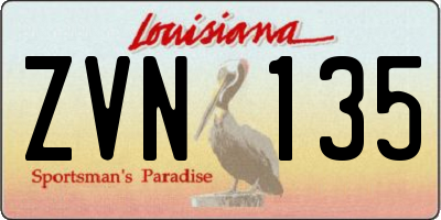 LA license plate ZVN135