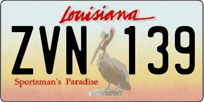 LA license plate ZVN139