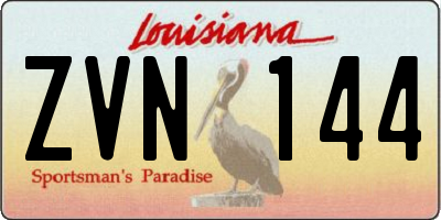 LA license plate ZVN144