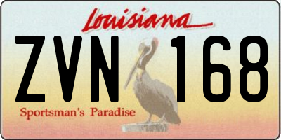 LA license plate ZVN168