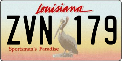 LA license plate ZVN179