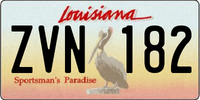LA license plate ZVN182