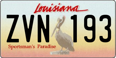 LA license plate ZVN193