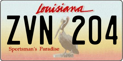 LA license plate ZVN204