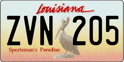 LA license plate ZVN205