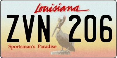 LA license plate ZVN206