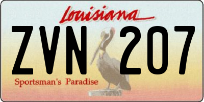 LA license plate ZVN207