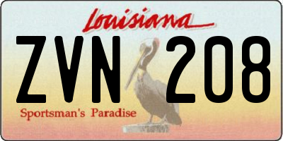 LA license plate ZVN208