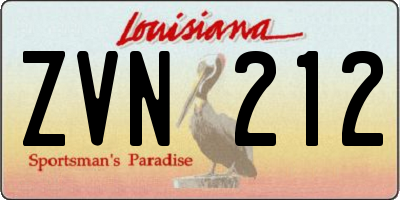 LA license plate ZVN212