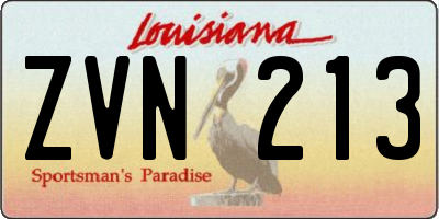 LA license plate ZVN213