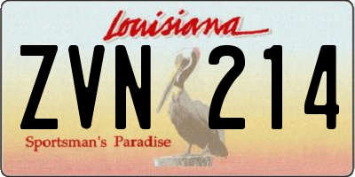 LA license plate ZVN214