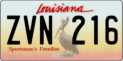 LA license plate ZVN216