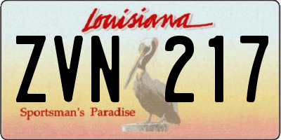 LA license plate ZVN217