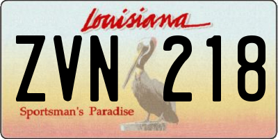 LA license plate ZVN218