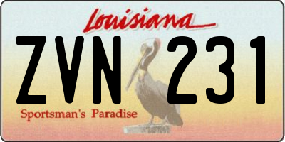 LA license plate ZVN231