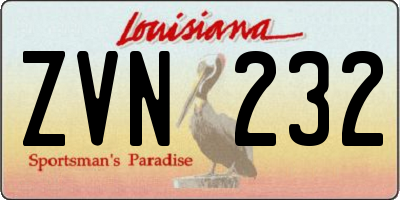 LA license plate ZVN232