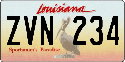 LA license plate ZVN234