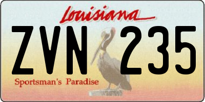 LA license plate ZVN235