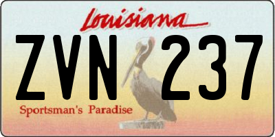 LA license plate ZVN237