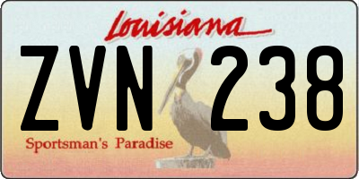 LA license plate ZVN238