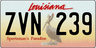 LA license plate ZVN239