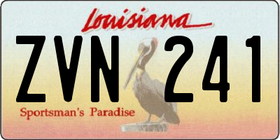 LA license plate ZVN241