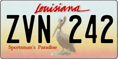 LA license plate ZVN242