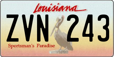 LA license plate ZVN243