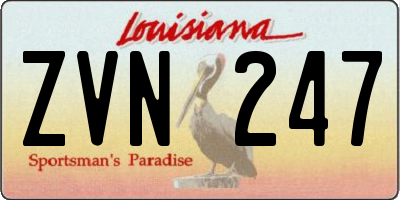 LA license plate ZVN247