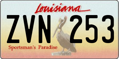 LA license plate ZVN253