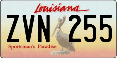 LA license plate ZVN255