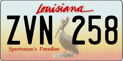 LA license plate ZVN258