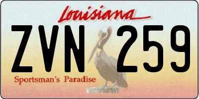LA license plate ZVN259